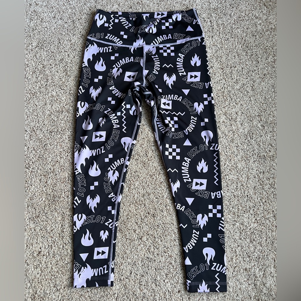 Zumba Fitness Black and Lavender Graphic Leggings